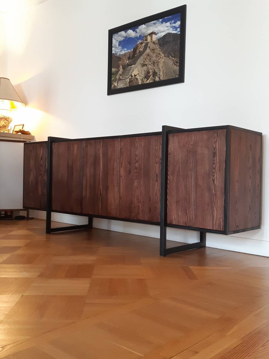Buffet bois et metal Bordeaux