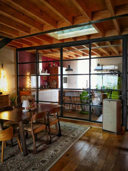 Verrière de séparation cuisine style industriel à Bordeaux
